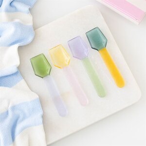 Set of Pastel Glass Dessert Spoons for Ice Cream Puddings