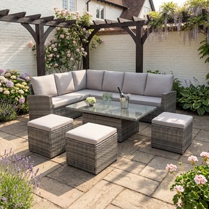 Pelias Rattan Corner Sofa Set with Rising Table 8 Seats