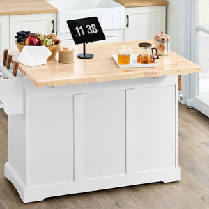 Foldable Kitchen Trolley with 3 Drawers - White