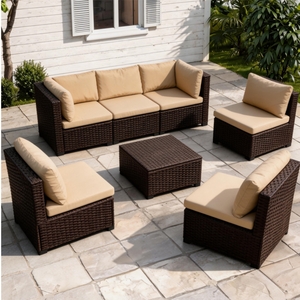 Rattan 6 Seater Modular Garden Furniture Sofa Set Patio Garden Furniture Set