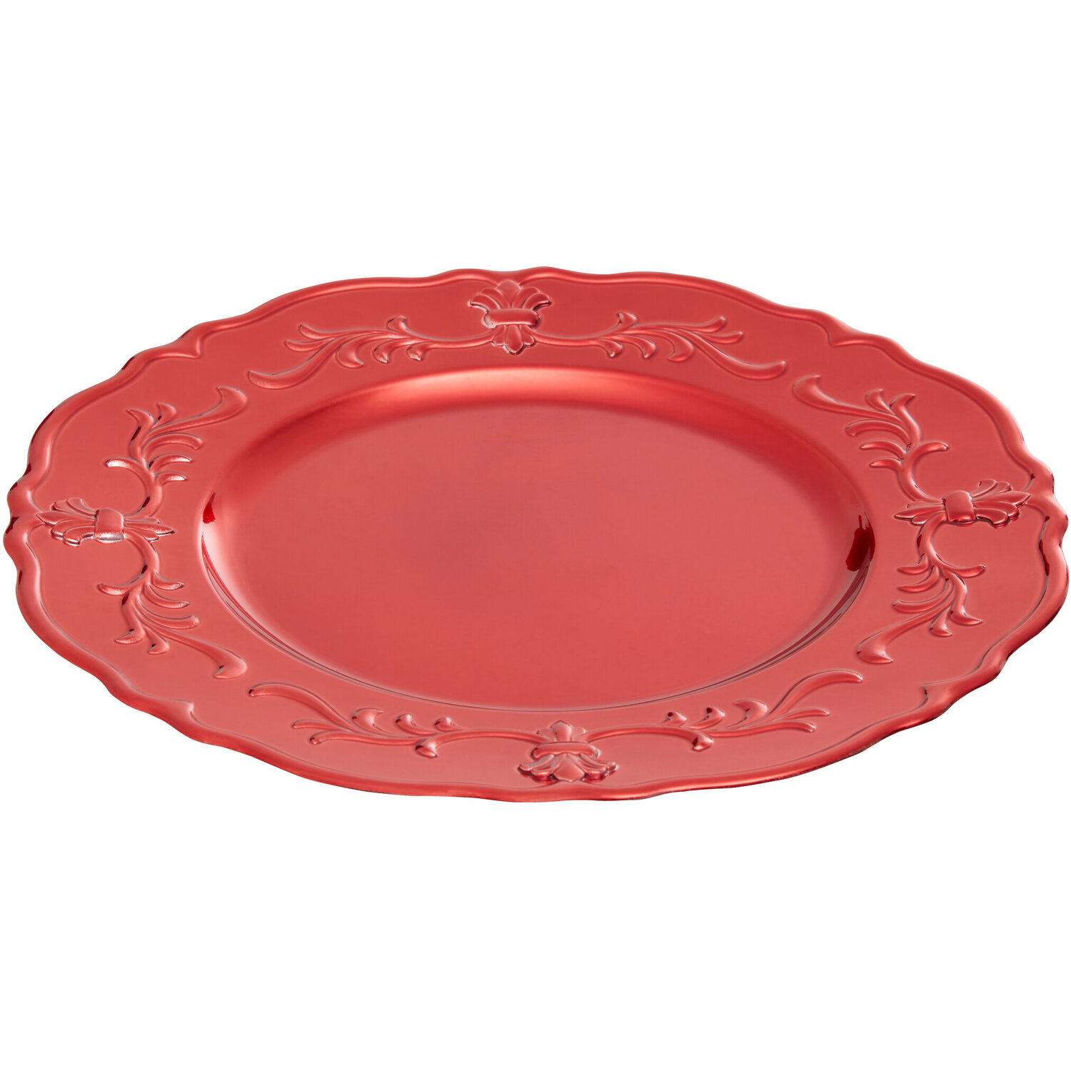 Dia Red Finish Baroque Charger Plate - Red