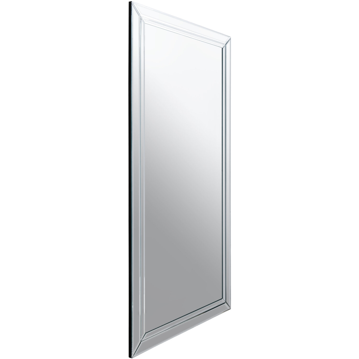 Milania Black and White Bevelled Border Wall Mirror - Clear