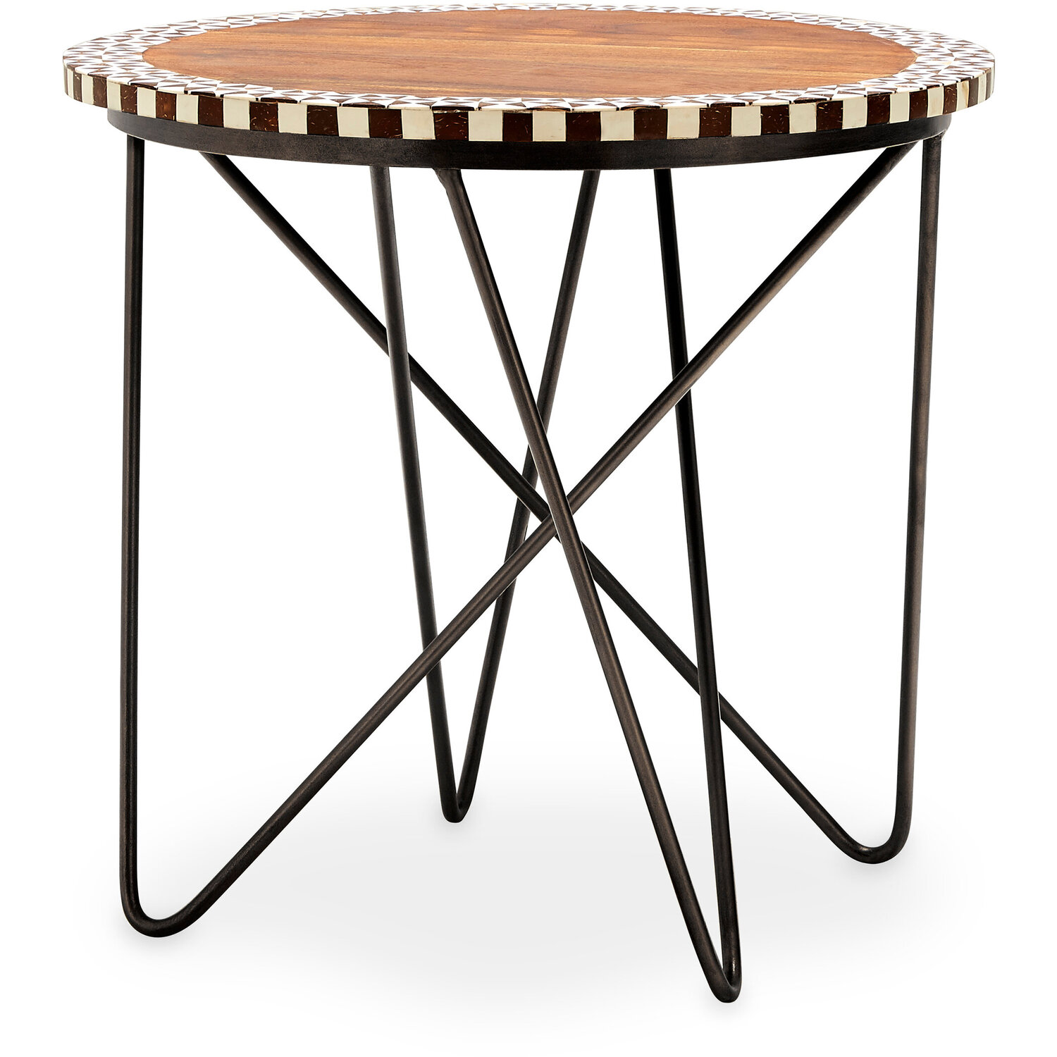Artisan Round Acacia Wood Side Table. - Brown