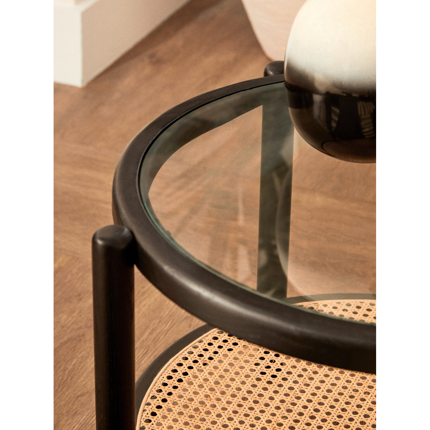 Cebu Rattan And Glass Coffee Table - Black