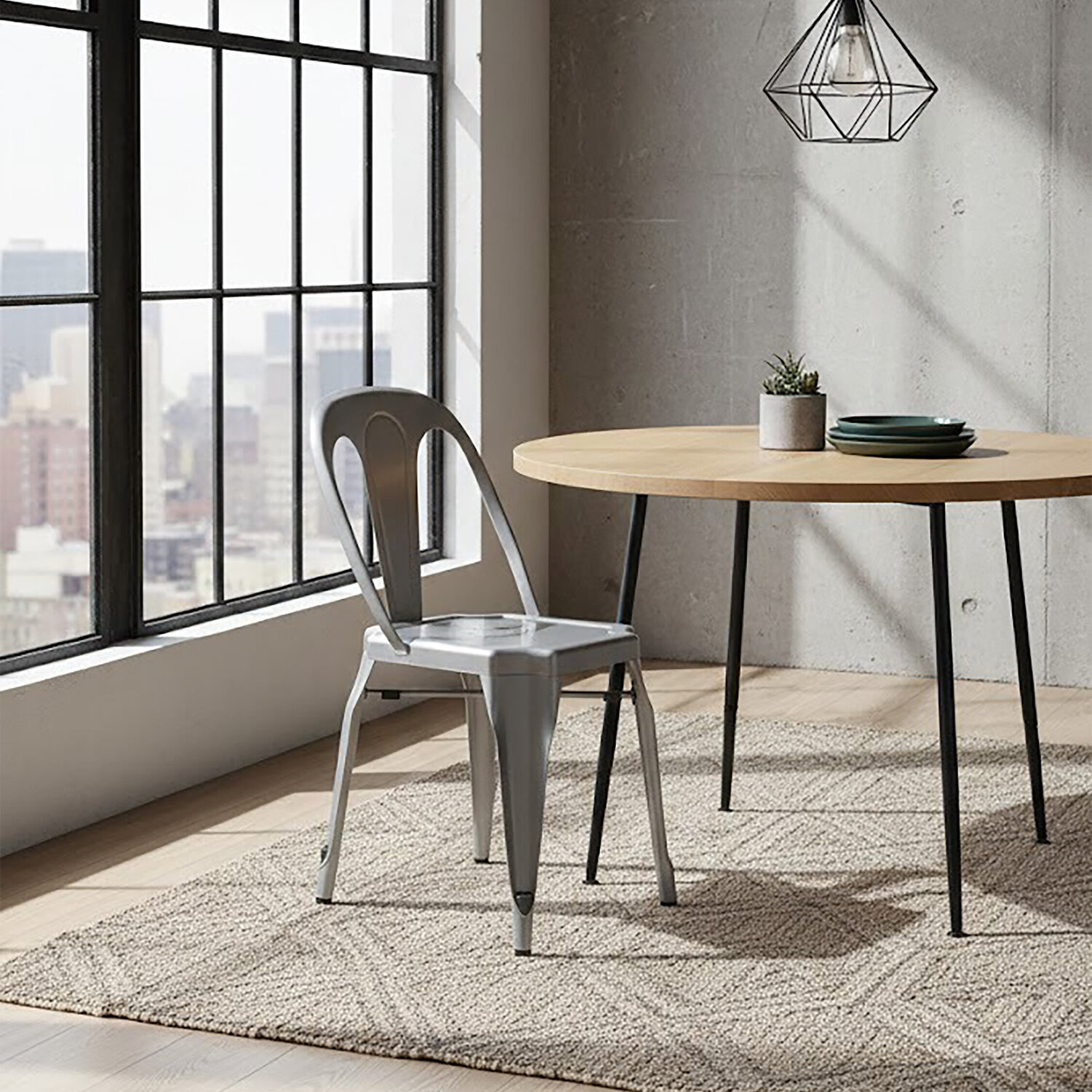 Grange Grey Metal Chair - Grey