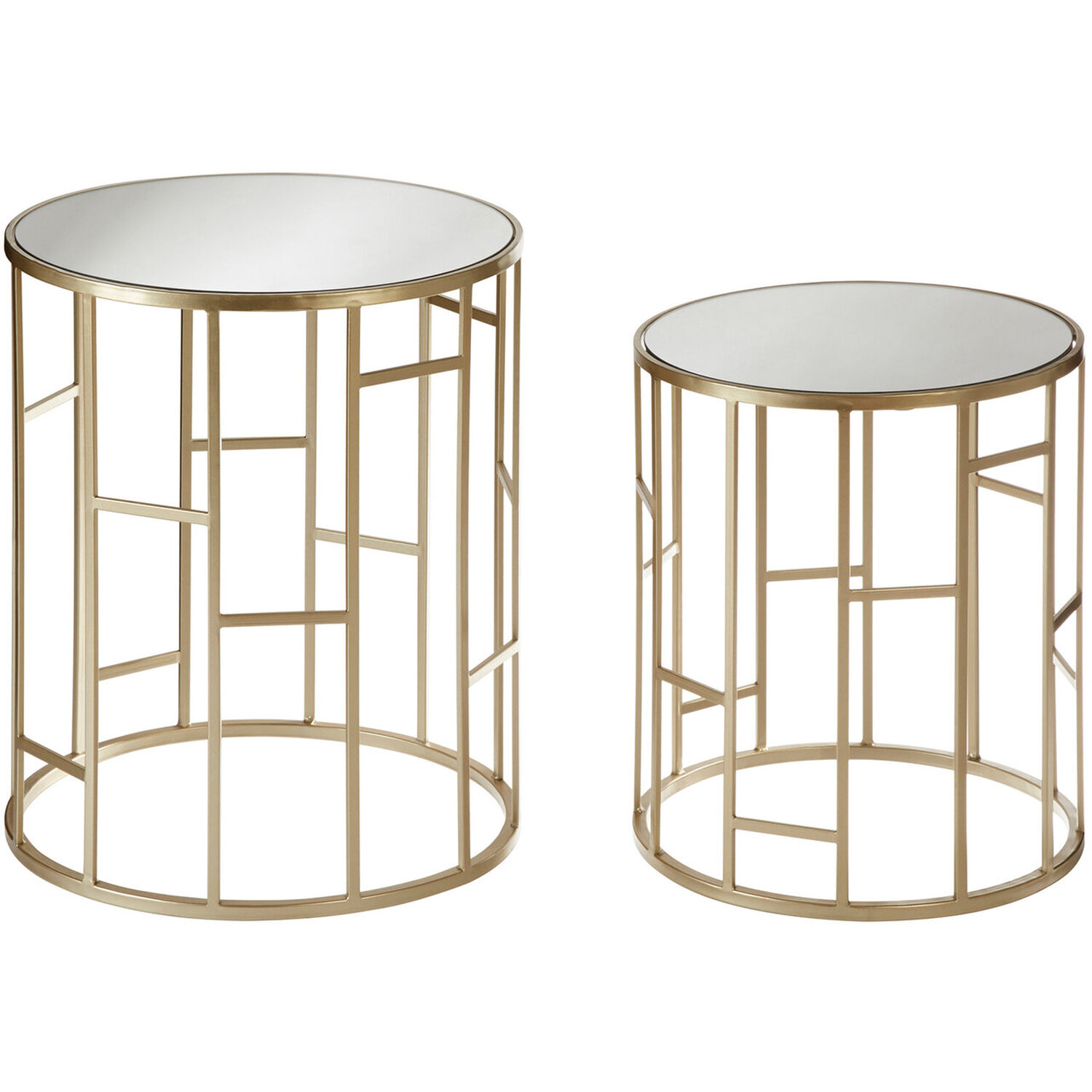 Avantis Set Of 2 Champagne Finish Round Side Tables - Gold