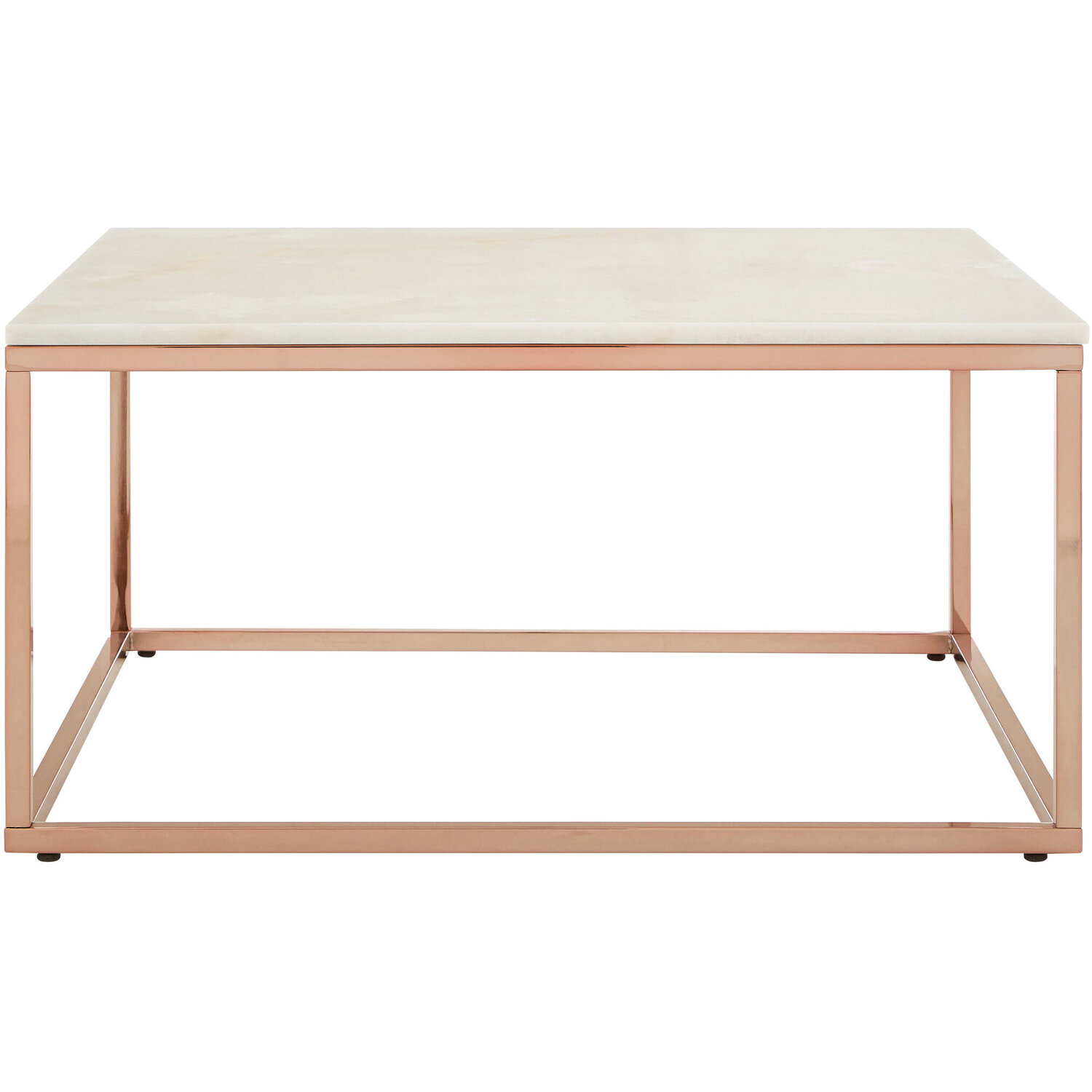 Allure Square Rose Gold and Marble Coffee Table - Gold