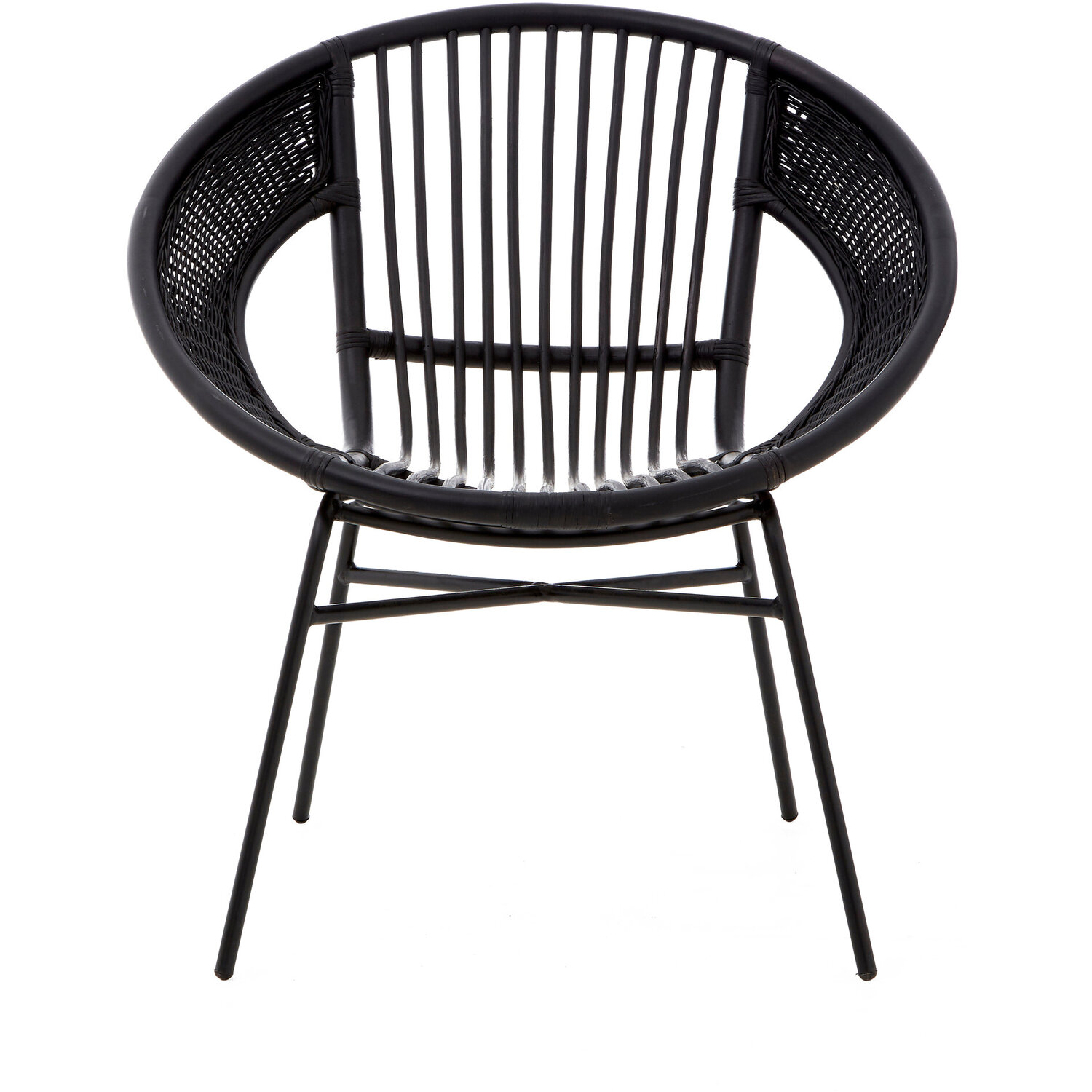 Lagom Black Natural Rattan And Iron Black Chair - Black