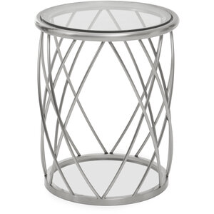Ackey Table Ackley Silver Round Side Table with Clear Glass
