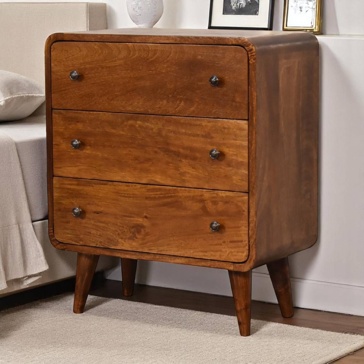 Artisan Furniture Solid Wood Mini Curved Chestnut Chest - Brown
