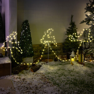 3 Piece Reindeer Sleigh Stake Lights