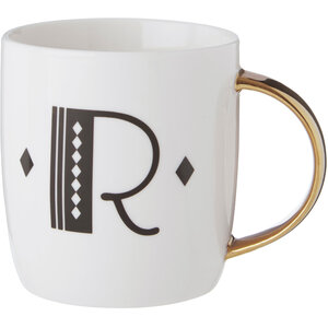 Diamond Deco White Monogram Mug, R