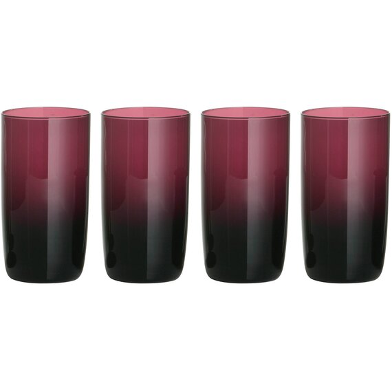 Set Of Four Purple Hi Ball Glasses