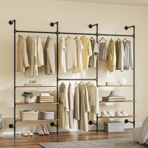 Fixed Pipe Design Clothes Rack Open Wardrobe