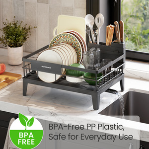 SONGMICS Dish Drying Rack, Dish Drainer Rack for Kitchen Counter