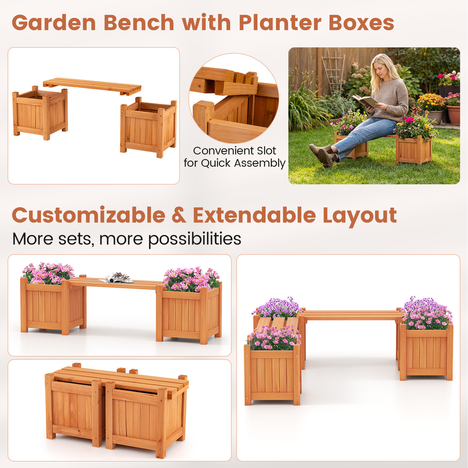 3-in-1 Outdoor Planter Box