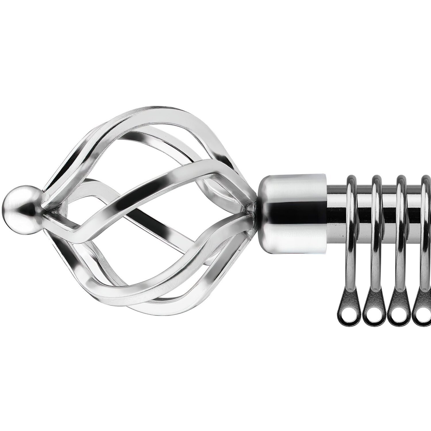 16-19mm Cage Extendable Durable Metal Curtain Pole Set - Chrome / 160cm
