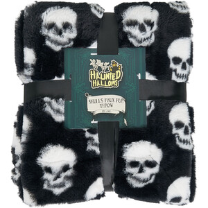 Skulls Faux Fur Throw