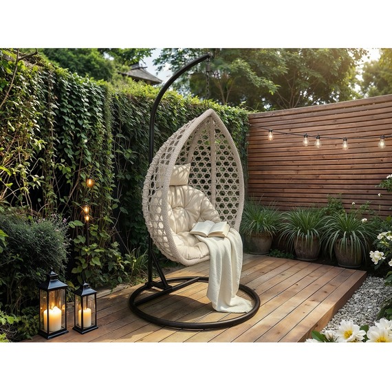 Lola Garden Swing Chair Grey Rattan
