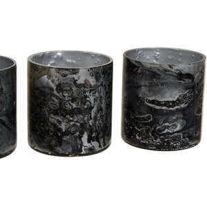 Garan Set Of 3 Grey Marble Effect Tealight Holders