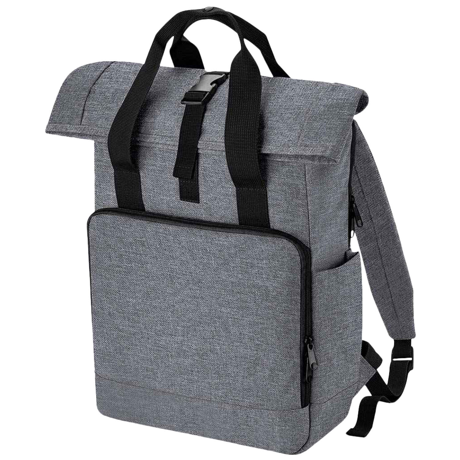 Bagbase Roll Top Recycled Twin Handle Laptop Backpack - Grey Marl