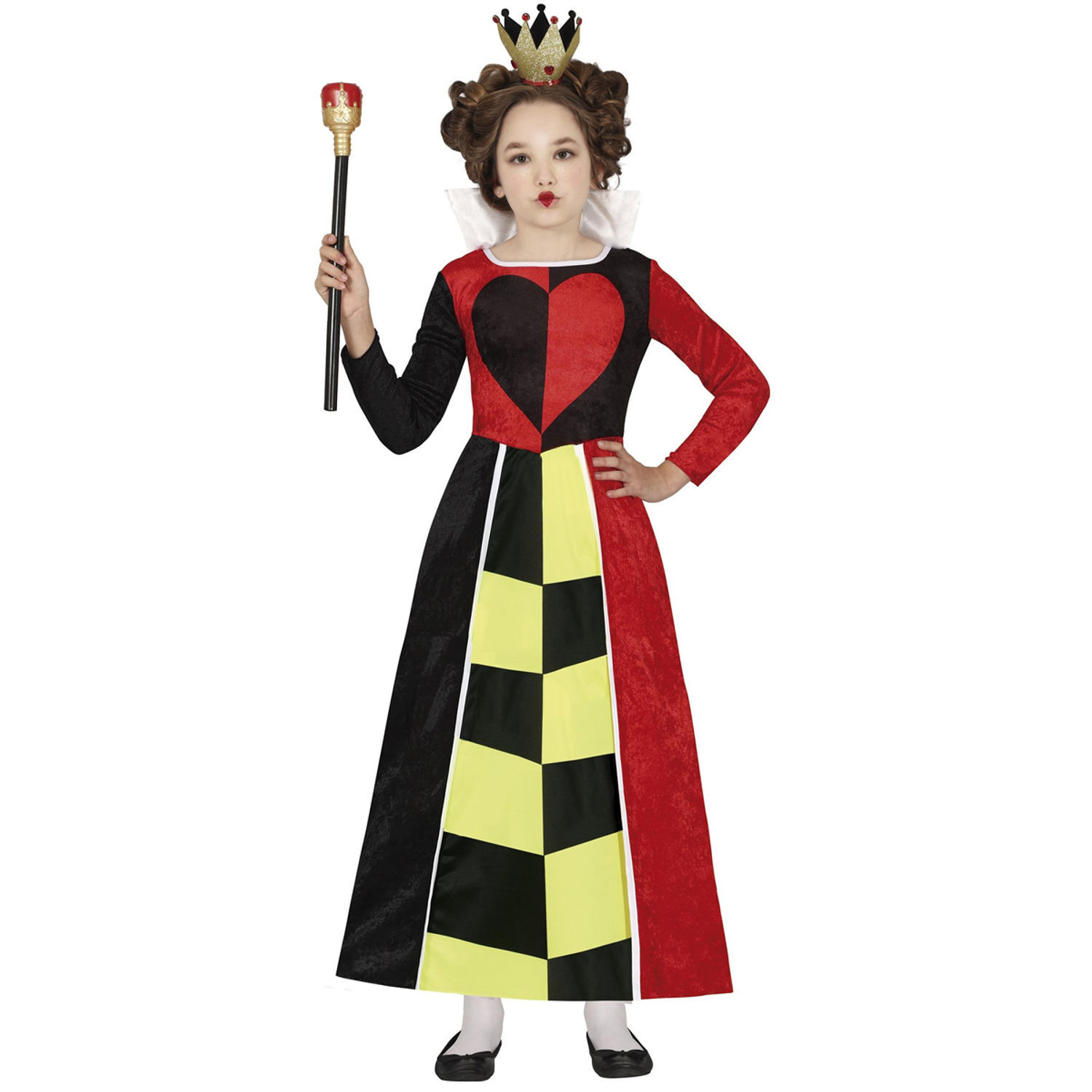 Fiestas Guirca Girls Queen Of Hearts Costume - Red/Black / 5-6 Years