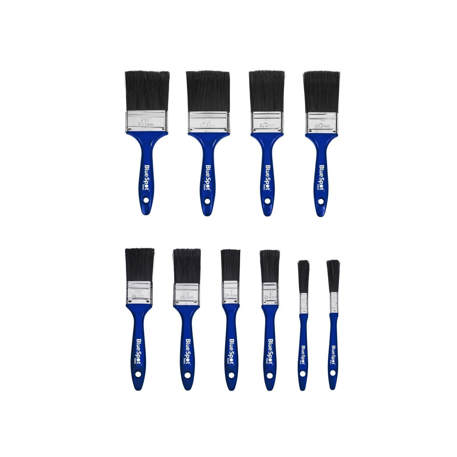 Bluespot Tools Synthetic Workshop Paint Brush Set, 10 Piece - Multi Colour