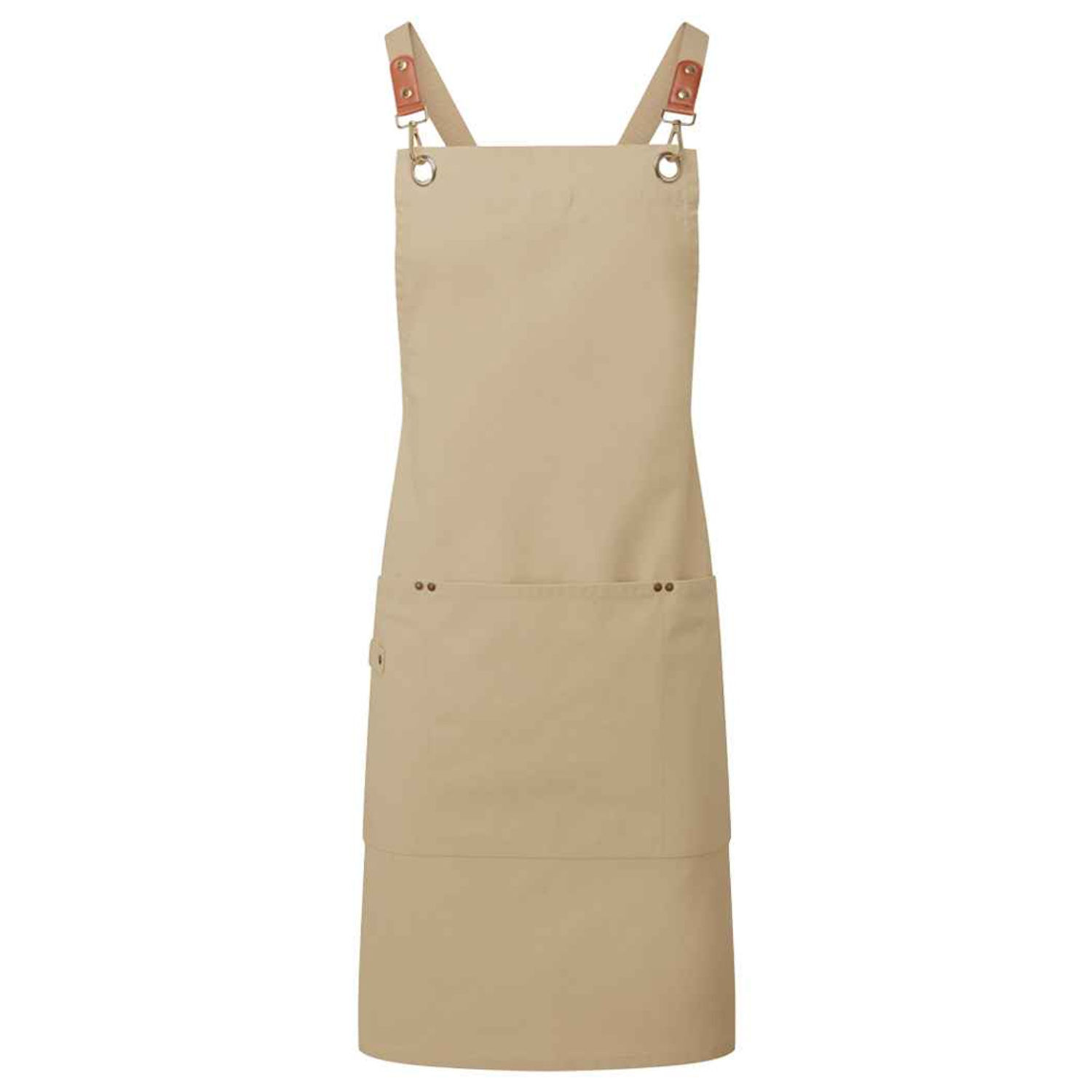 Premier Cross Back Clip Bib Apron - Khaki