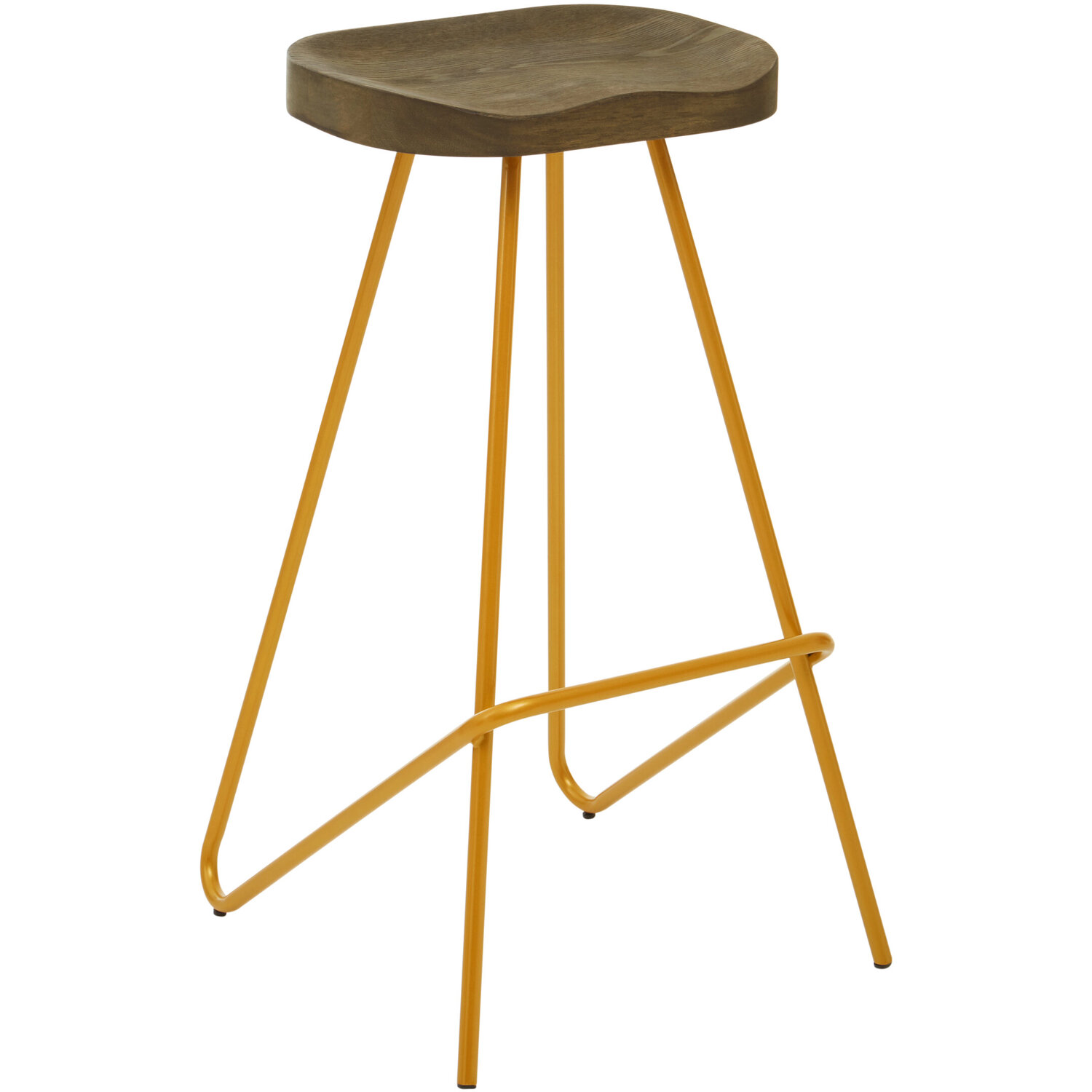 Interiors By Premier District Elm Wood Bar Stool With Metal Legs - Gold