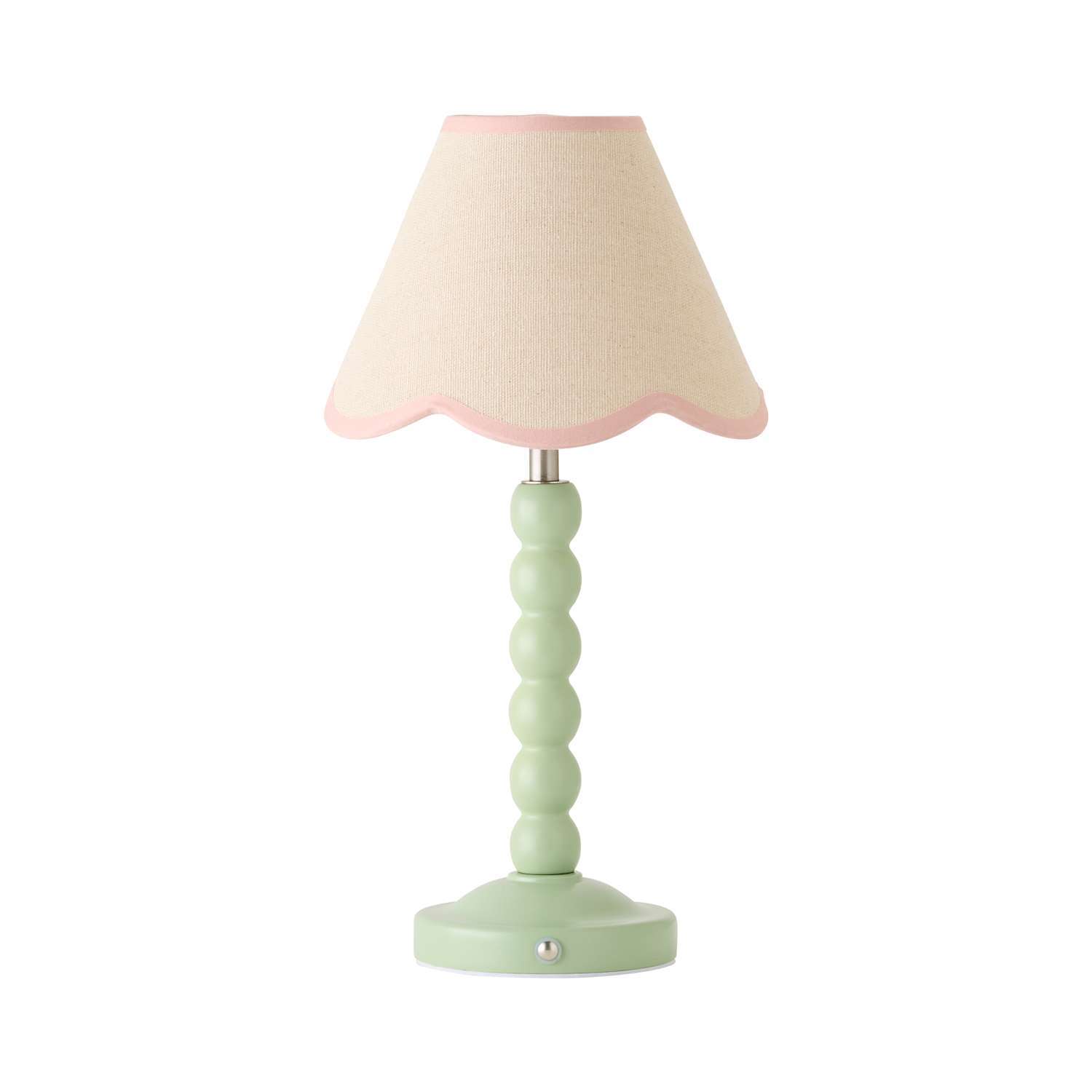 Valuelights Bobble Green Rechargeable Table Lamp Pink Shade - Green