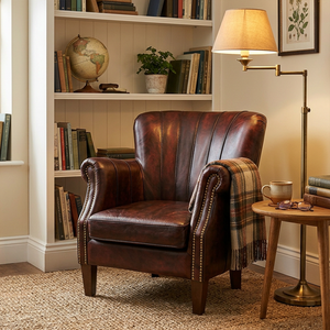 Lancaster leather chair antique red