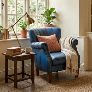 Lancaster Leather Chair Antique Blue