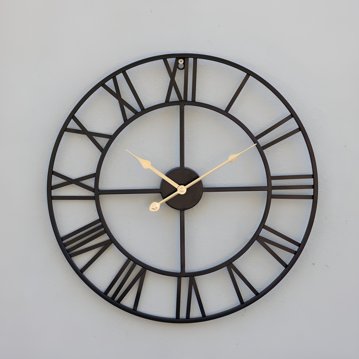 Primrose Open Dial Metal Skeleton Clock Cut Out with Gold Hands 50cm Diameter in Black