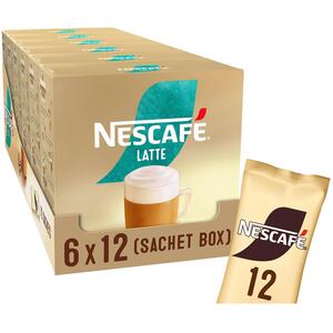 Nescafe Latte Instant Coffee Sachets 72 Pack - Creamy Frothy Instant Drink 18g