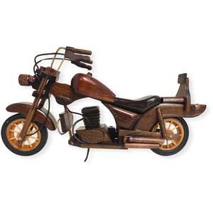 Obsidian Large Scale Model Motorbike  Classic Handmade Wooden Collectible