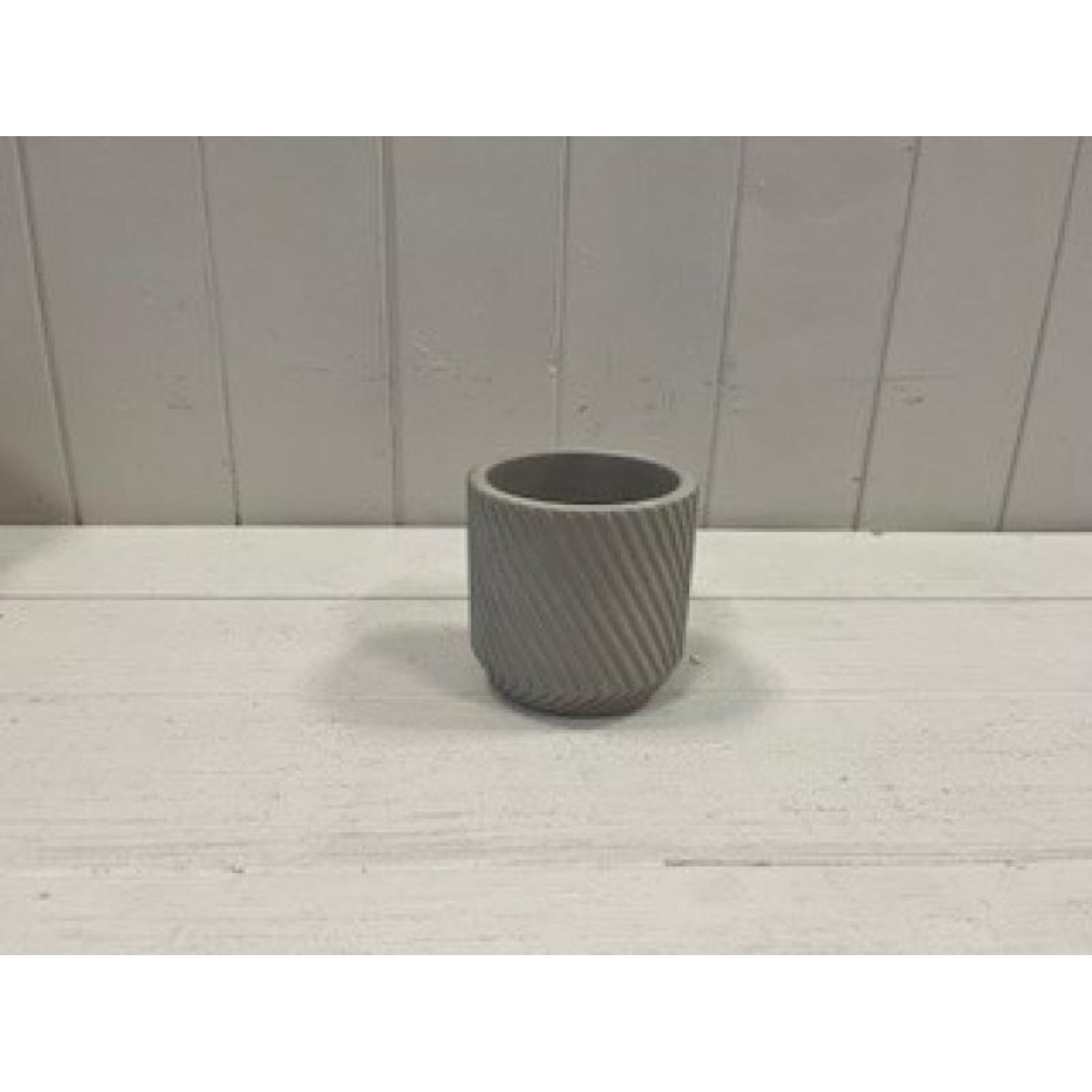  - Grey 8Cm Cylinder Diagonal Grid Pot - Image 3