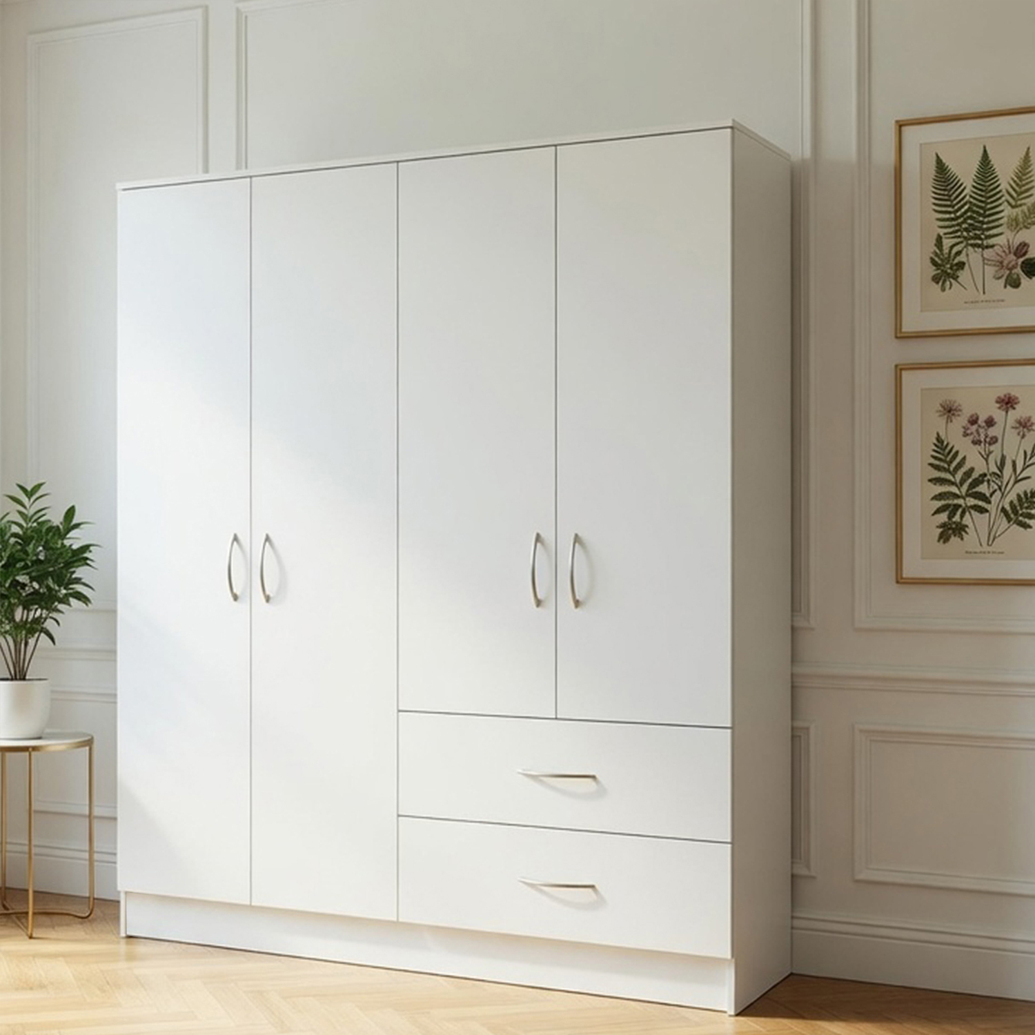  - Venice White 4 Door Wardrobe With 2 Drawers - Image 3