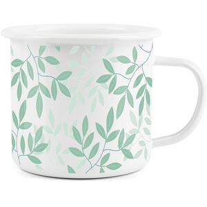 Green Leaves Enamel Mug