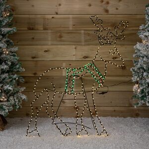 1.4m x 86cm Light up FlexiBrights Standing Christmas Reindeer with 420 Multi-Coloured LEDs