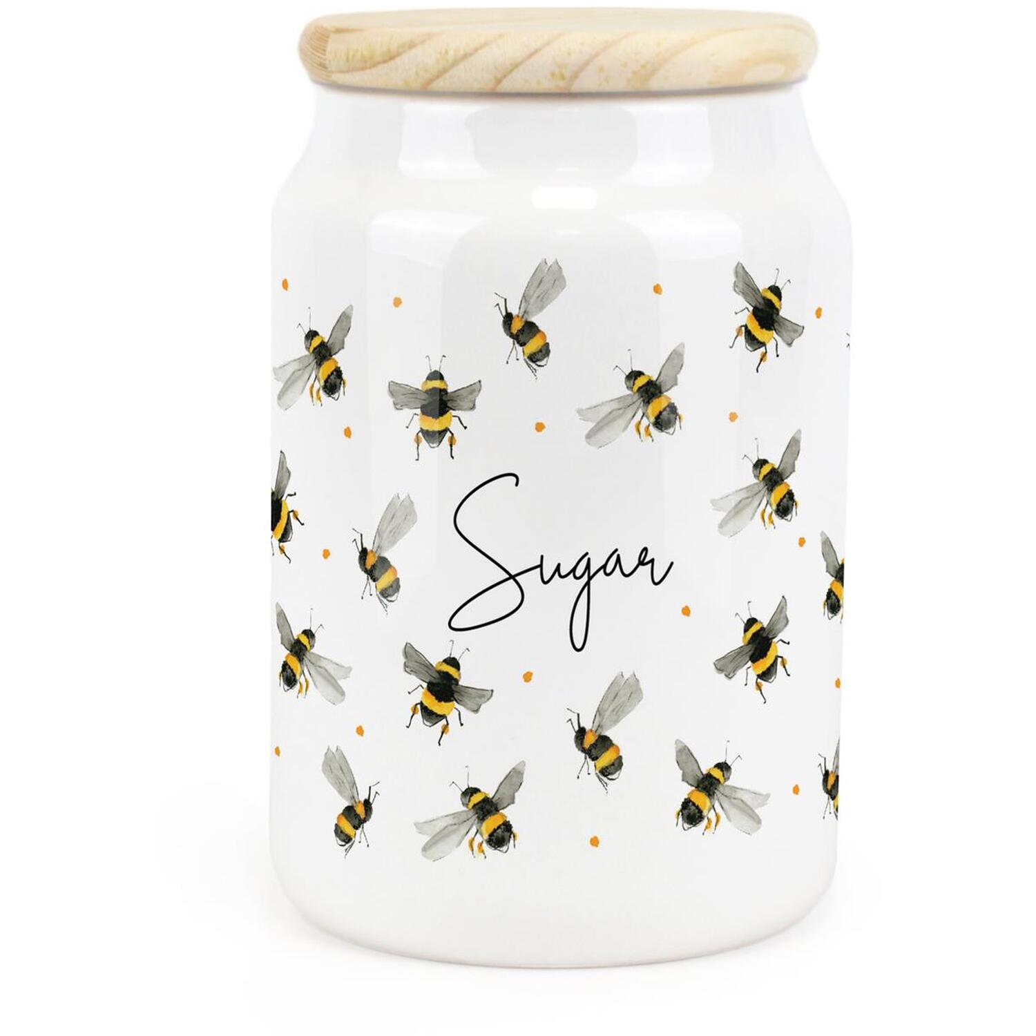 Purely Home Flying Bees Ceramic Sugar Storage Canister - Yellow