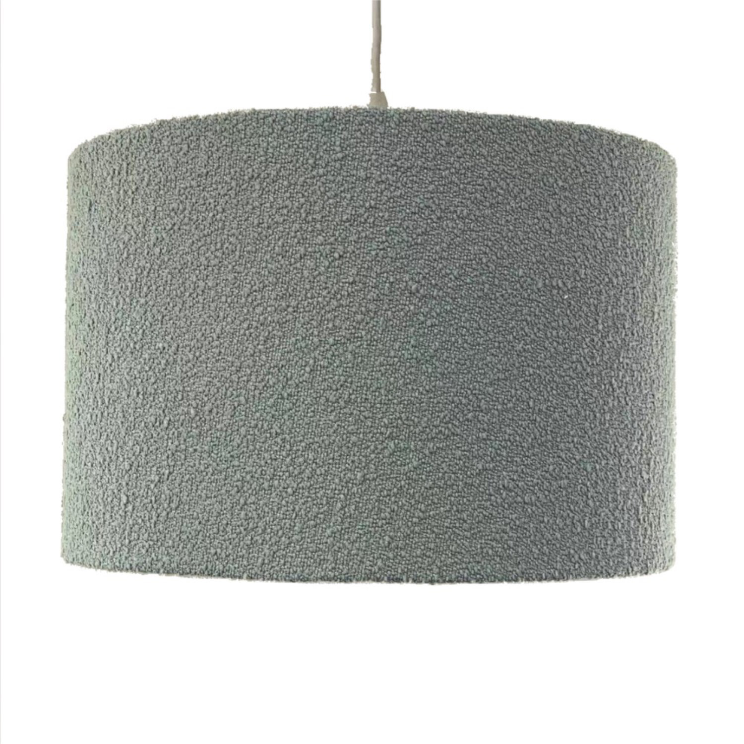 First Choice Lighting Boucle Duckegg Easy Fit Fabric Pendant Shade - Grey