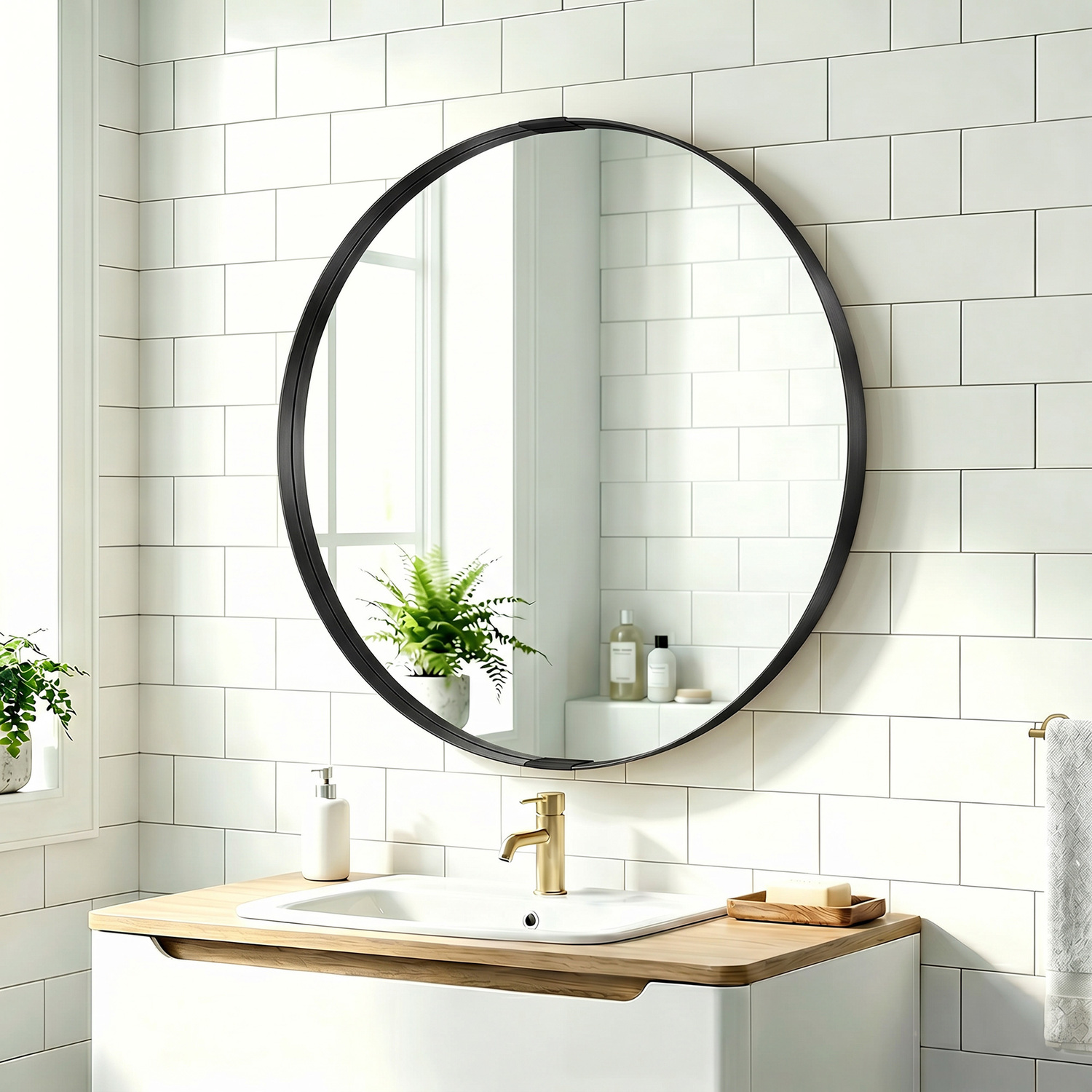 HOMCOM Wall Mirror 61 cm Wall Mounted Bathroom Mirror - Black