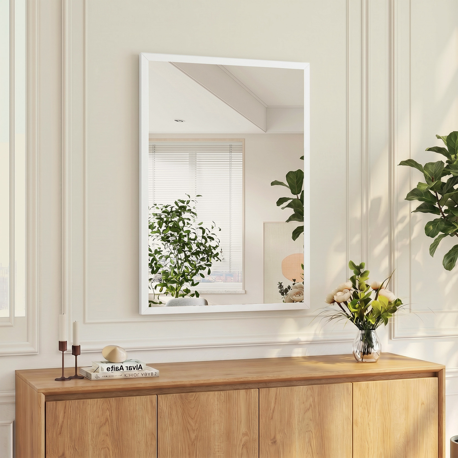 HOMCOM Wall Bathroom Mirror Vanity Mirror Set of 2 - White / 70cm