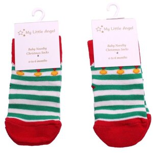 Cute Elf Christmas Socks 0-6m 12 Pack