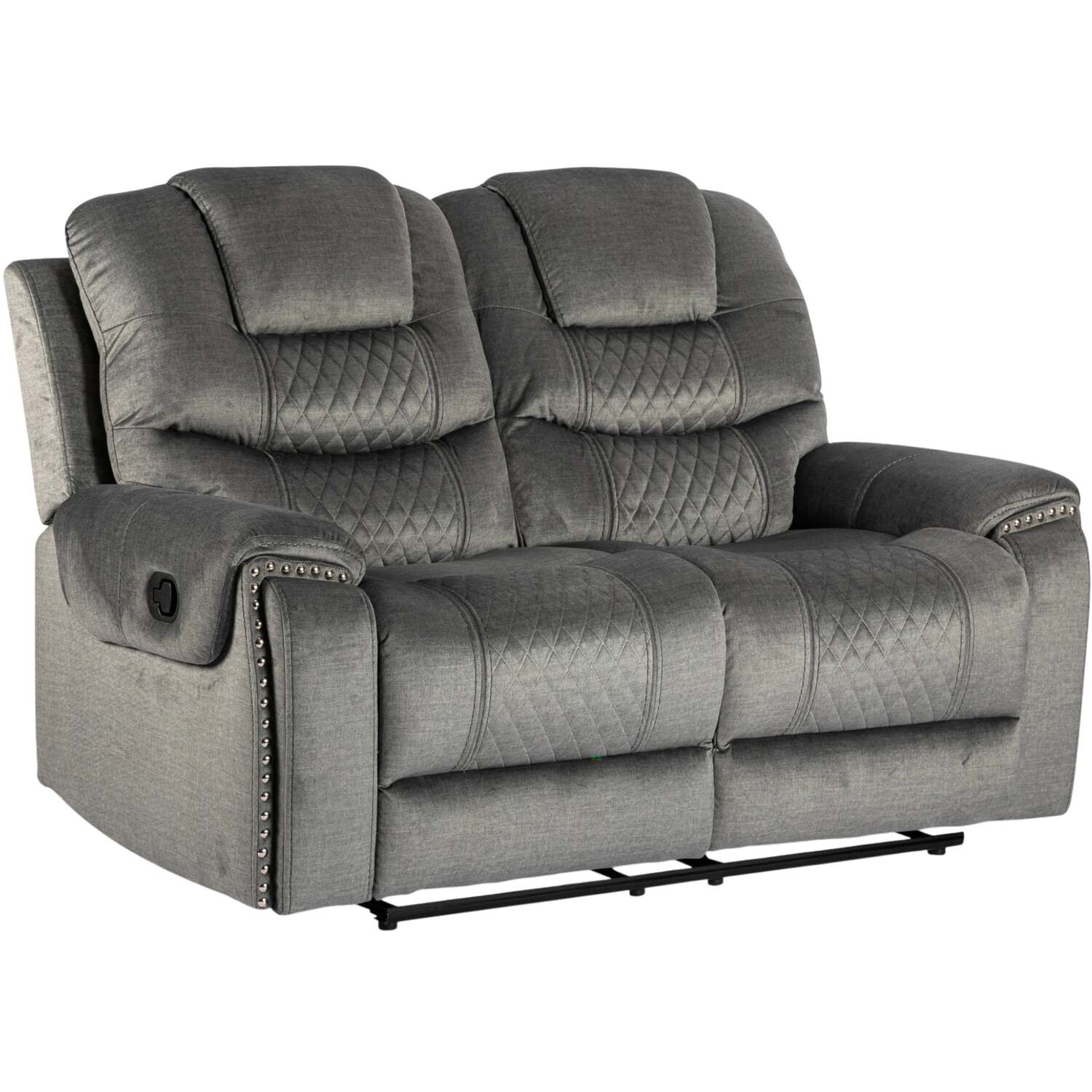 Love Sofas Chenille Fabric Grey 2 Seater Manual Recliner Sofa Ravenna - Grey