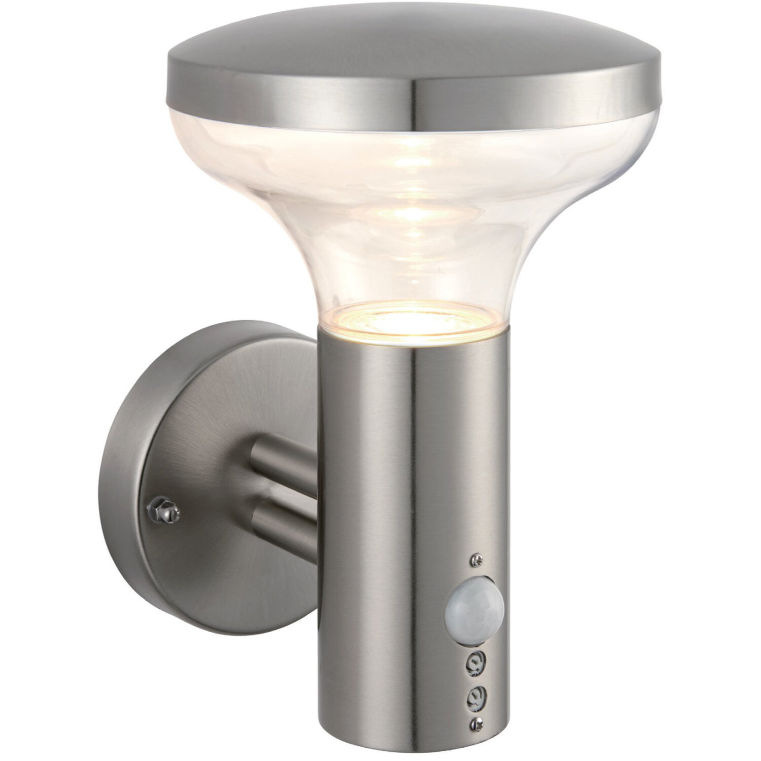 First Choice Lighting Rocky Stainless Steel Motion Sensor Outdoor Wall Light - Stainless Steel & Clear