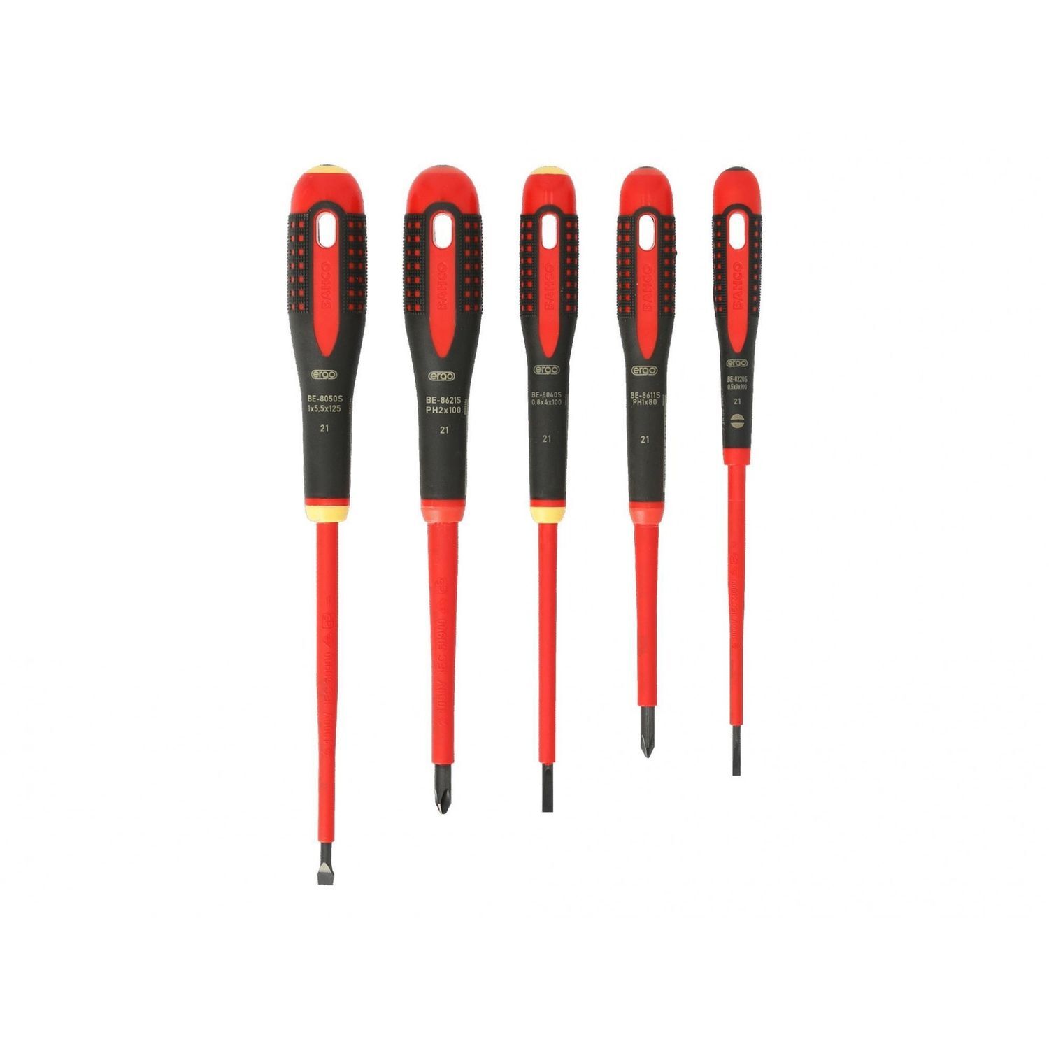 Bahco Be-9881S Ergo Vde Insulated Screwdriver Set, 5 Piece - Multi Colour