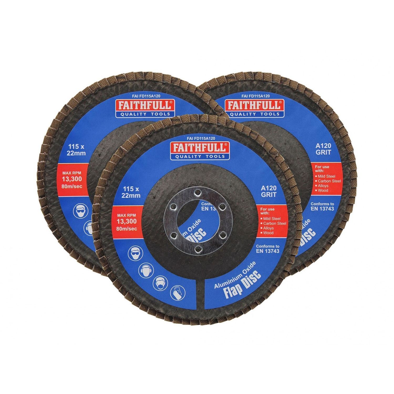 Faithfull Aluminium Oxide Flap Discs G - Multi Colour