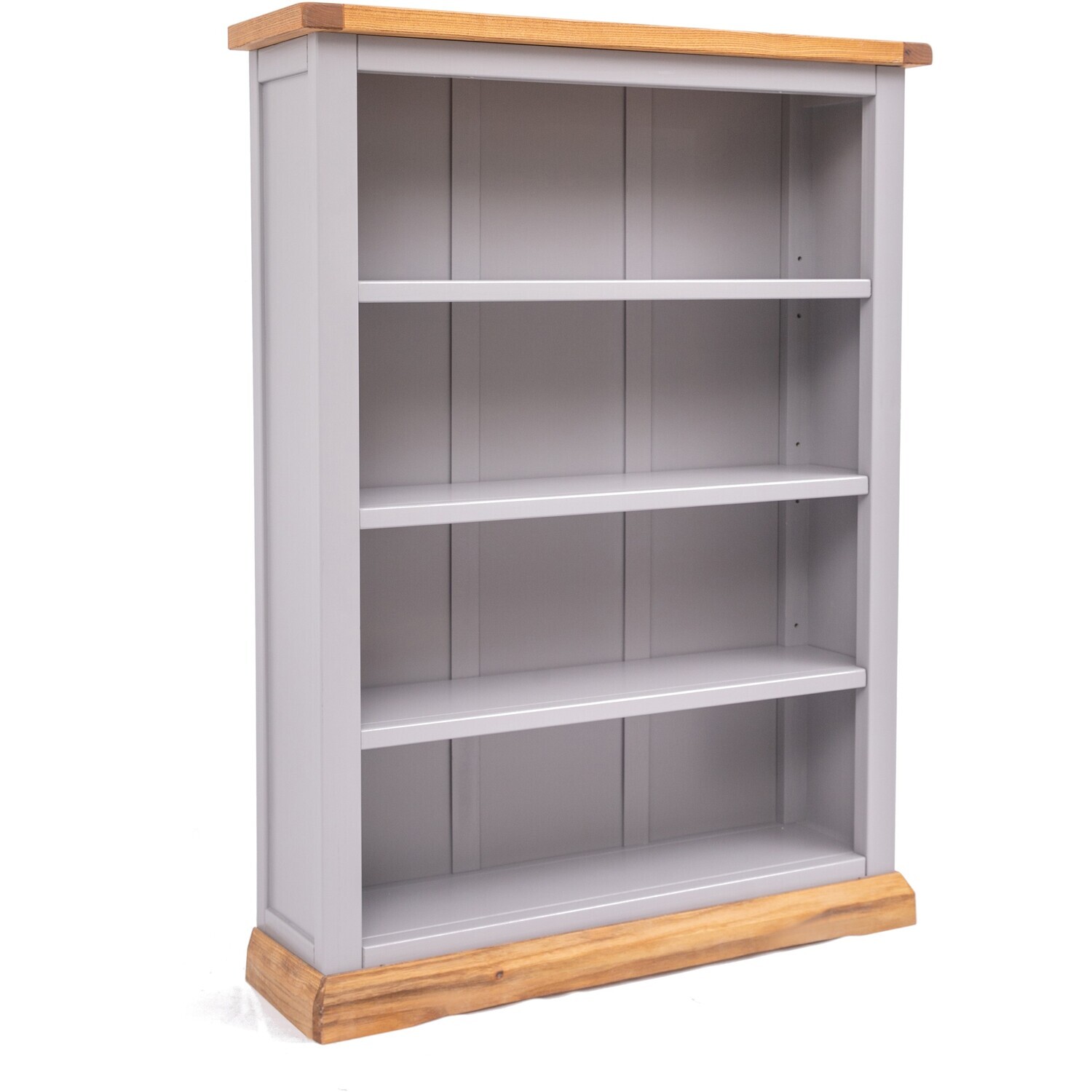 Biccari Wood 4 Shelf Wide Bookcase - Grey - Image 2