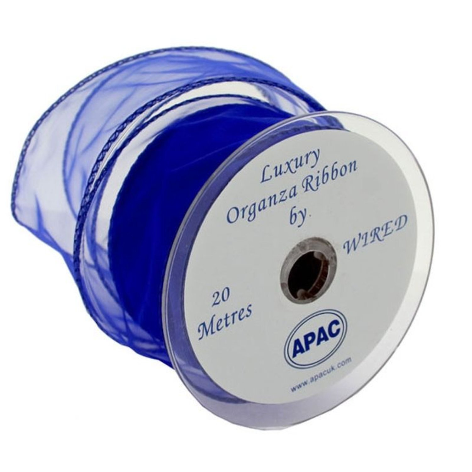  - Blue Wired Chiffon Ribbon 50mm 2 PackRoyal - Image 3